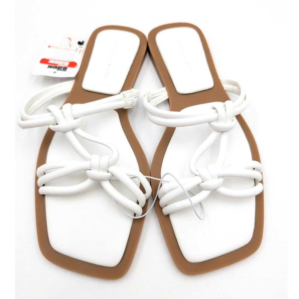 Azalea Wang Stetson Tubular Straps Knot Flat Sandals Women's White Size US8 EU39 - Picture 3 of 10